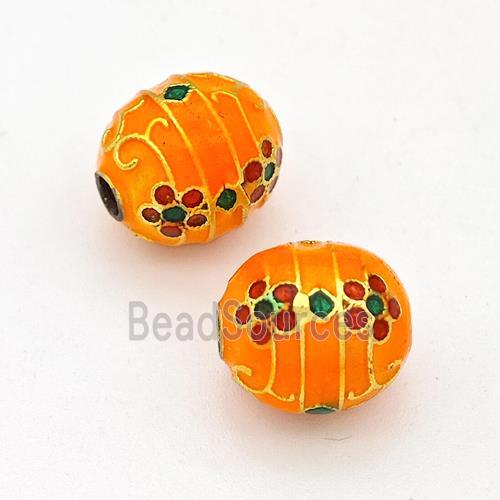 Copper Rice Beads Orange Painted Gold Plated