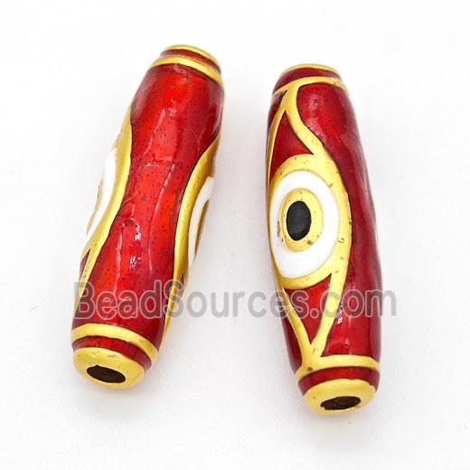 Copper Rice Beads Red Painted Eye Large Hole Gold Plated