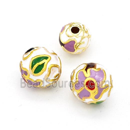 Copper Round Beads Multicolor Enamel Gold Plated