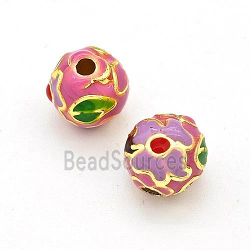 Copper Round Beads Multicolor Enamel Gold Plated