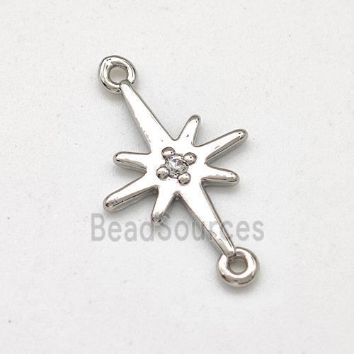 Copper Northstar Pendant Pave Zirconia Platinum Plated