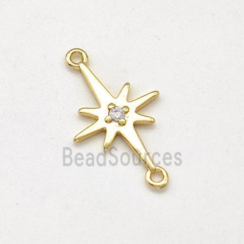 Copper Northstar Pendant Pave Zirconia Gold Plated