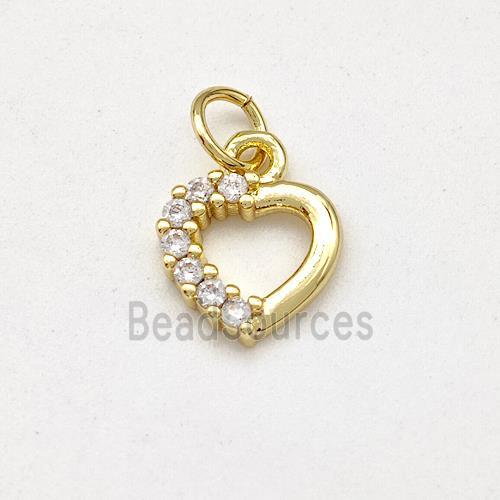 Copper Heart Pendant Pave Zirconia Gold Plated