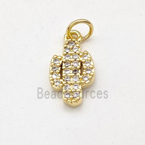 Cactus Charms Copper Pendant Pave Zirconia Gold Plated