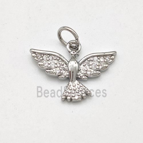 Copper Eagle Pendant Pave Zircoina Hawk Bird Platinum Plated