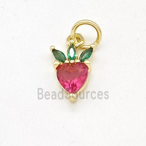 Copper Apple Pendant Pave Zircoina Gold Plated