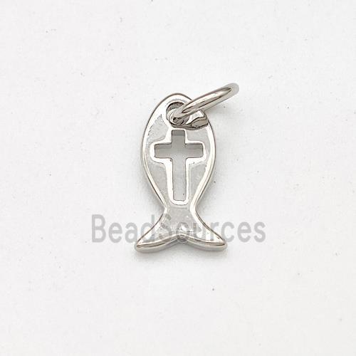 Copper Fish Pendant Cross Platinum Plated