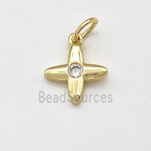 Copper Cross Pendant Pave Zirconia Gold Plated