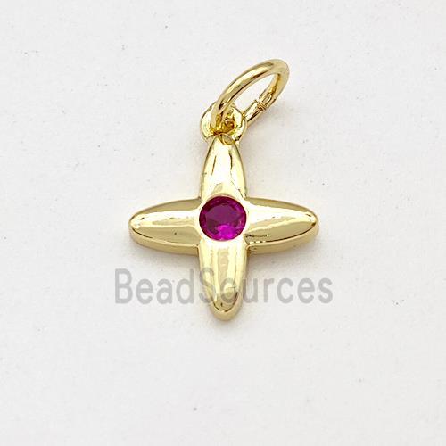 Copper Cross Pendant Pave Zirconia Gold Plated