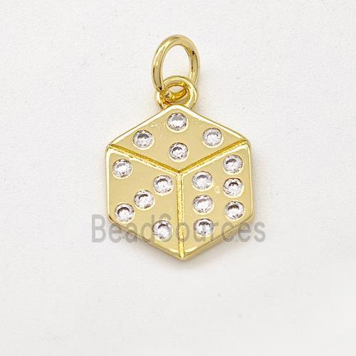 Copper Hexagon Pendant Micro Pave Zirconia Dice Gold Plated