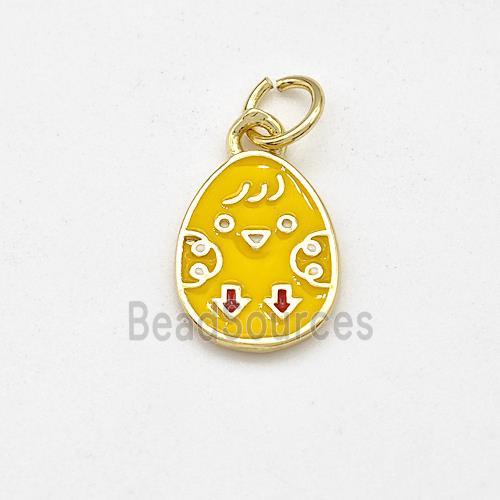 Chicken Charms Copper Pendant Yellow Enamel Gold Plated