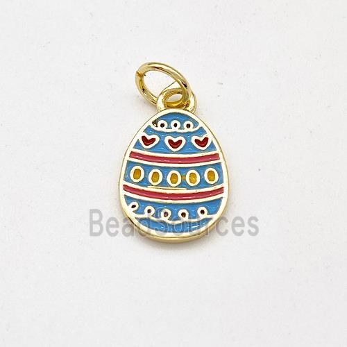 Easter Bunny Egg Charms Copper Pendant Multicolor Enamel Gold Plated