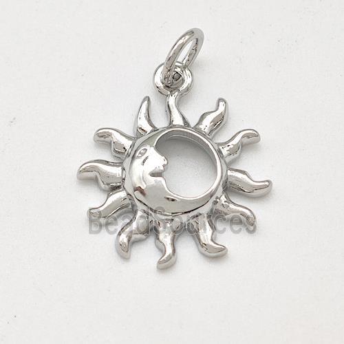 Copper Sun Moon Charms Pendant Platinum Plated