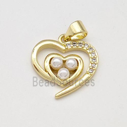 Copper Heart Pendant Pave Pearlized Resin Gold Plated