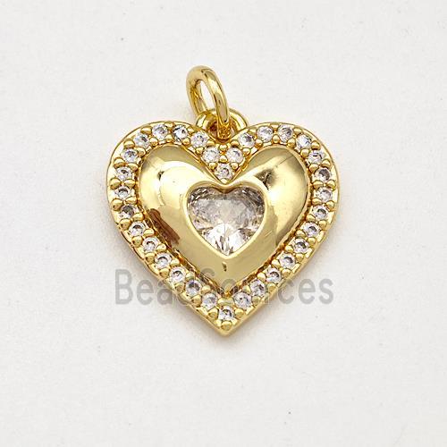 Copper Heart Pendant Pave Zirconia Gold Plated