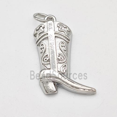 Cowboy Boot Charms Copper Shoe Pendant Platinum Plated