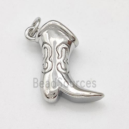 Cowboy Boot Charms Copper Shoe Pendant Platinum Plated