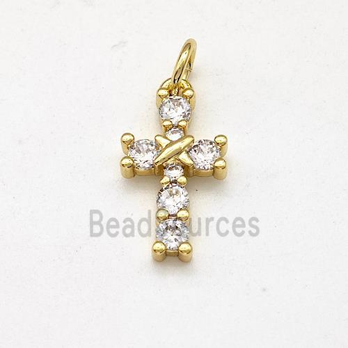 Copper Cross Pendant Micro Pave Zirconia Gold Plated