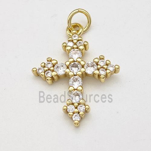 Copper Cross Pendant Micro Pave Zirconia Gold Plated