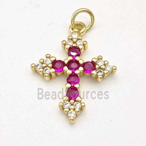 Copper Cross Pendant Micro Pave Zirconia Gold Plated