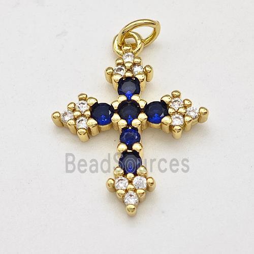 Copper Cross Pendant Micro Pave Zirconia Gold Plated