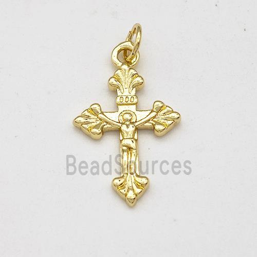 Copper Cross Pendant Jesus Gold Plated