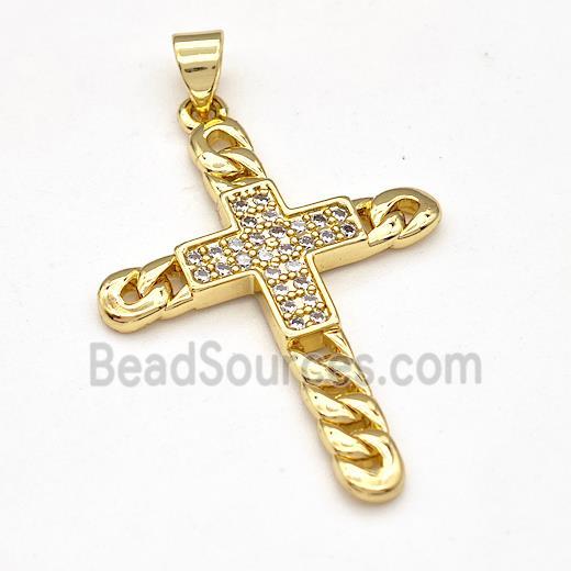 Copper Cross Pendant Pave Zirconia Gold Plated