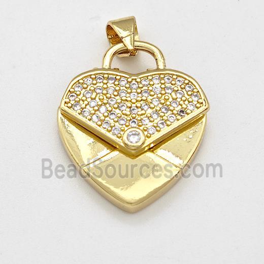 Copper Heart Pendant Micro Pave Zirconia Gold Plated