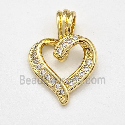 Copper Heart Pendant Micro Pave Zirconia Gold Plated