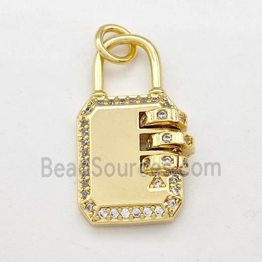 Copper Lock Pendant Pave Zirconia Gold Plated