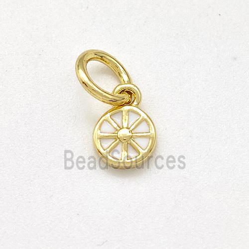 Copper Flower Pendant White Enamel Gold Plated