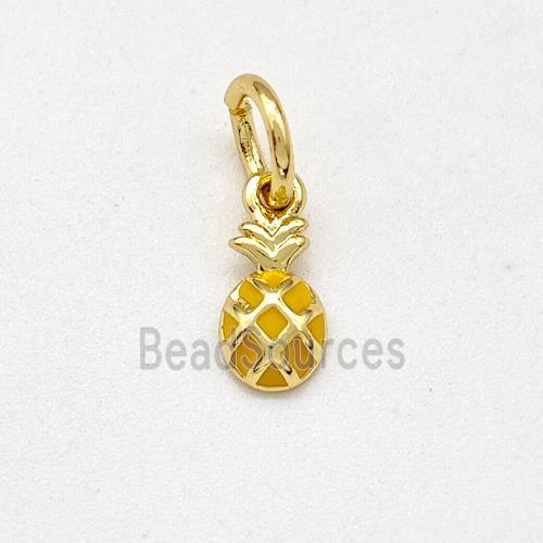 Copper Pineapple Pendant Yellow Enamel Gold Plated