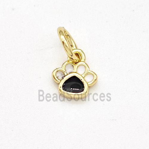 Copper Paws Charms Pendant White Black Enamel Gold Plated