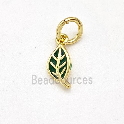 Copper Leaf Pendant Black Enamel Gold Plated