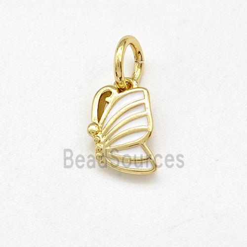 Copper Butterfly Pendant White Enamel Gold Plated