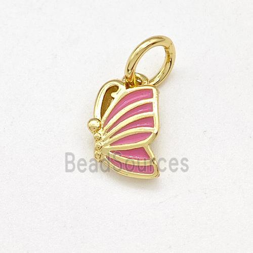 Copper Butterfly Pendant Pink Enamel Gold Plated