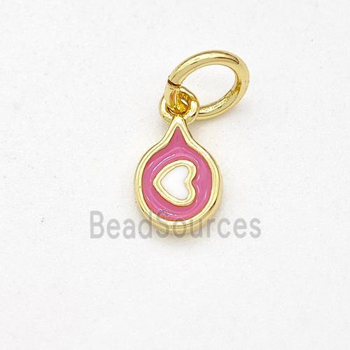 Copper Heart Pendant Pink White Enamel Gold Plated