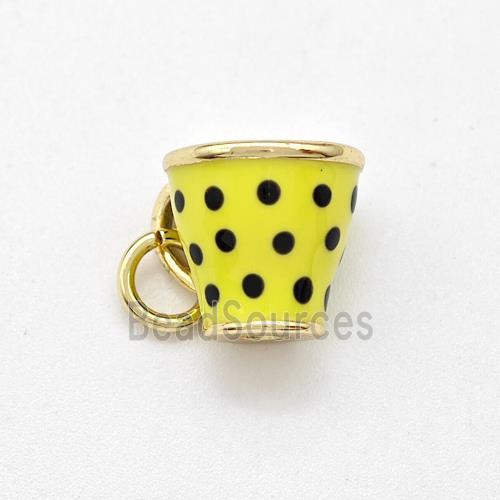 Cup Charms Copper Pendant Yellow Enamel Gold Plated