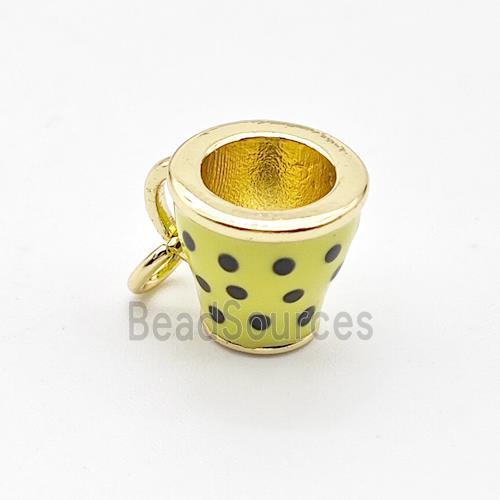 Cup Charms Copper Pendant Yellow Enamel Gold Plated