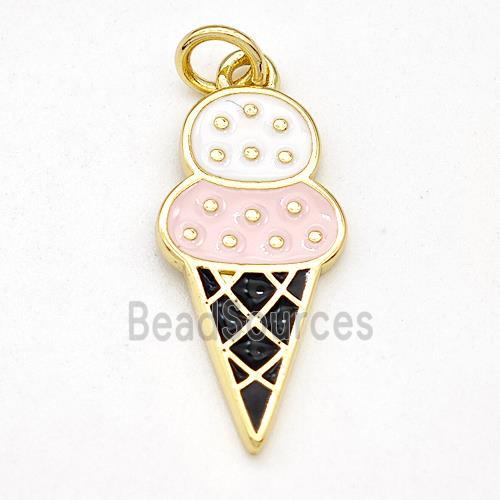 Ice Cream Charms Copper Pendant Multicolor Enamel Gold Plated