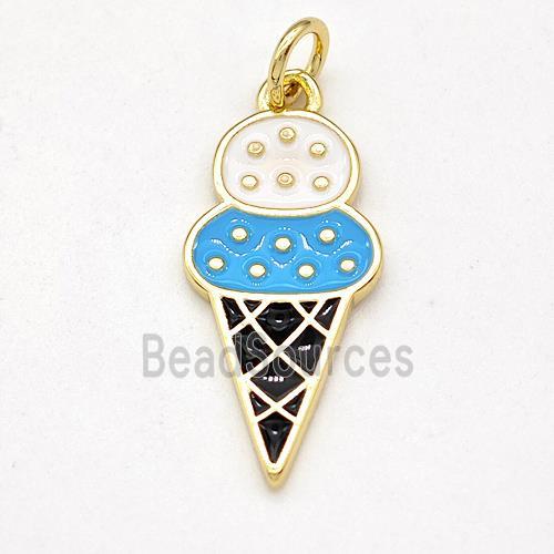 Ice Cream Charms Copper Pendant Multicolor Enamel Gold Plated