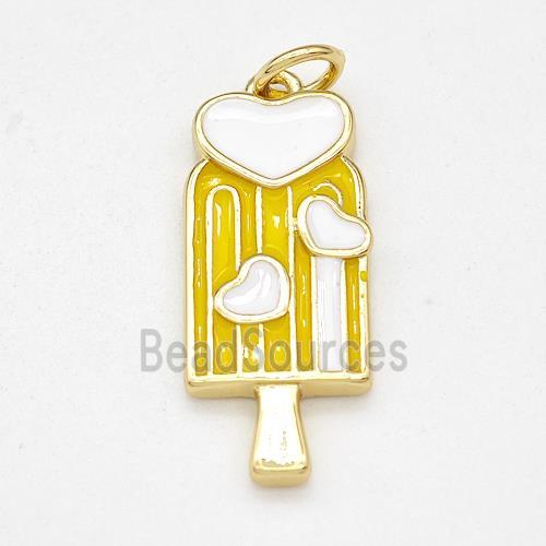 Ice Cream Charms Copper Pendant Multicolor Enamel Gold Plated