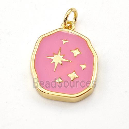 Copper Northstar Pendant Pink Enamel Gold Plated