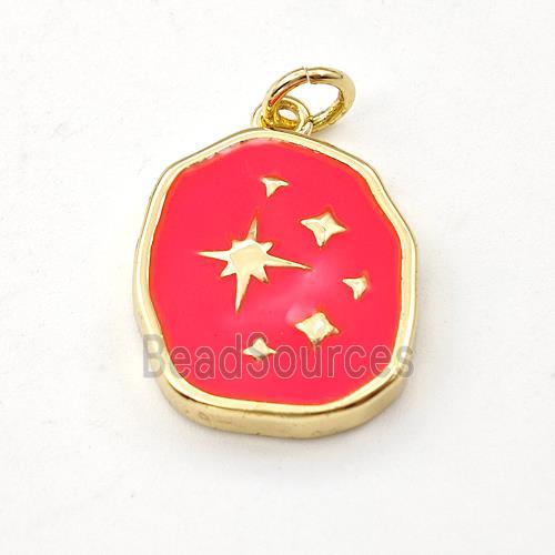 Copper Northstar Pendant Red Enamel Gold Plated