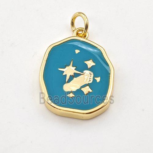 Copper Northstar Pendant Teal Enamel Gold Plated