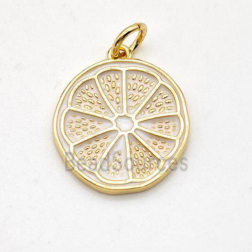 Lemon Charms Copper Fruit Pendant White Enamel Gold Plated