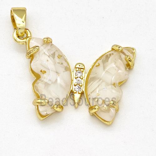 Clear Acrylic Butterfly Pendant Copper Gold Plated