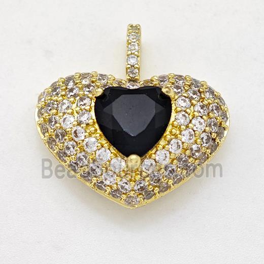 Copper Heart Pendant Micro Pave Zirconia Gold Plated