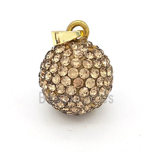 Clay Round Pendant Micro Pave Champagne Rhinestone