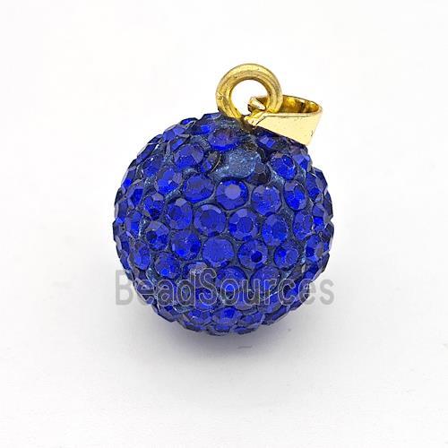 Clay Round Pendant Micro Pave Lapisblue Rhinestone